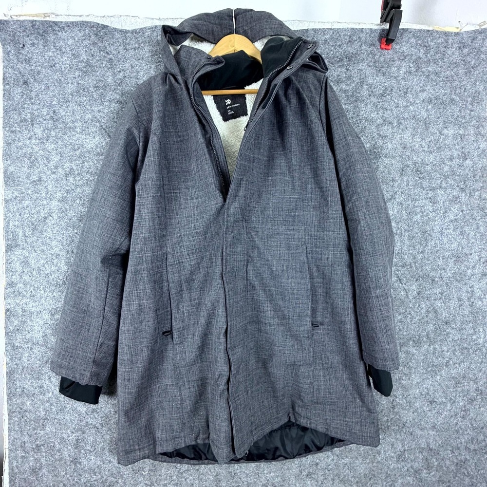 All In Motion Parka Jacket Mens 2XL Gray Sherpa Lined Thumb Hole Hooded